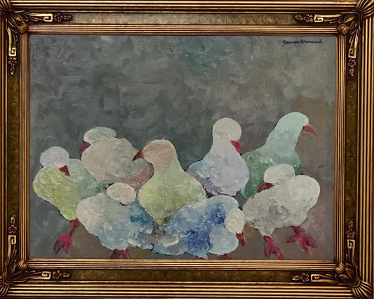 Gesner Armand (1936-2008) 12"x16" Las palomas c1970 Óleo sobre lienzo #1HL