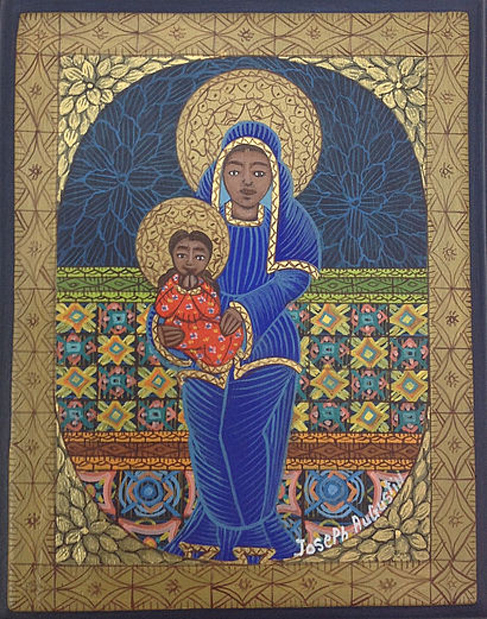 Joseph Augustin 10"x8" Mother and Child Oil on Masonite #1402GN-HA