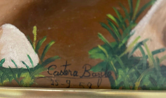 Castera Bazile (1923-1966) 24"x20" Depart Pour Le Marche 1958 Oil on Board Painting#1-3-96GSN-HA