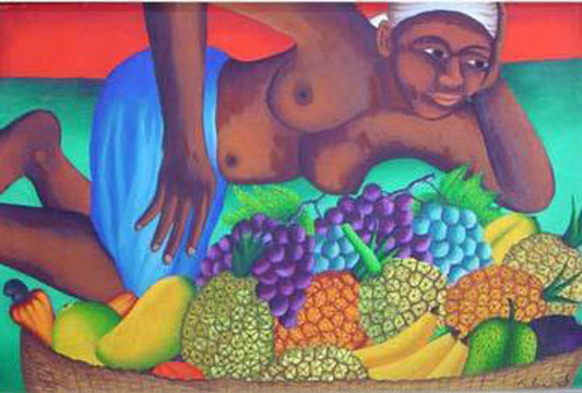 Castera Bazile (1923-1966) 19"x20" Fruits Seller #2-3-96GSN-HA