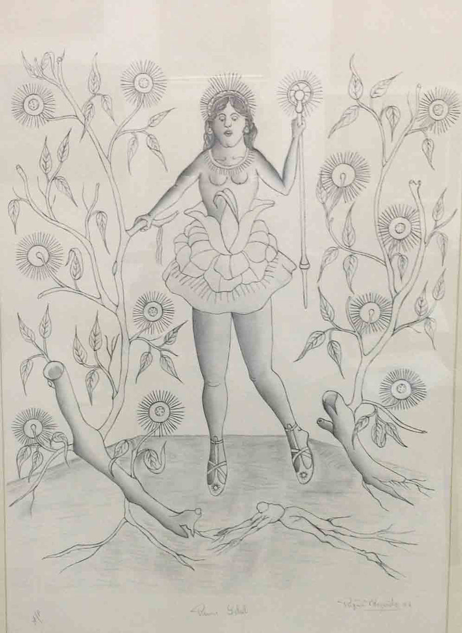 Rigaud Benoit (1911-1986) 28"x19" Reine Soleil en noir et blanc Epreuve d'artiste sur papier #2205 GN-HA