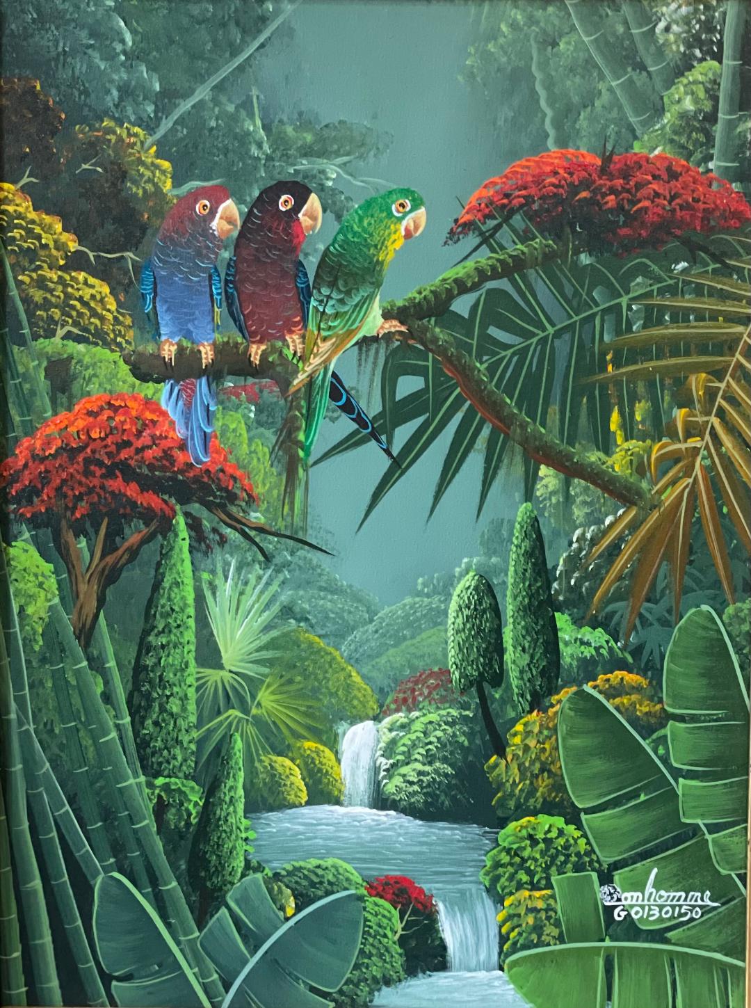 Albott Bonhomme 16"x12" Tropical Paradise 1995 Acrylic on Canvas #1FC