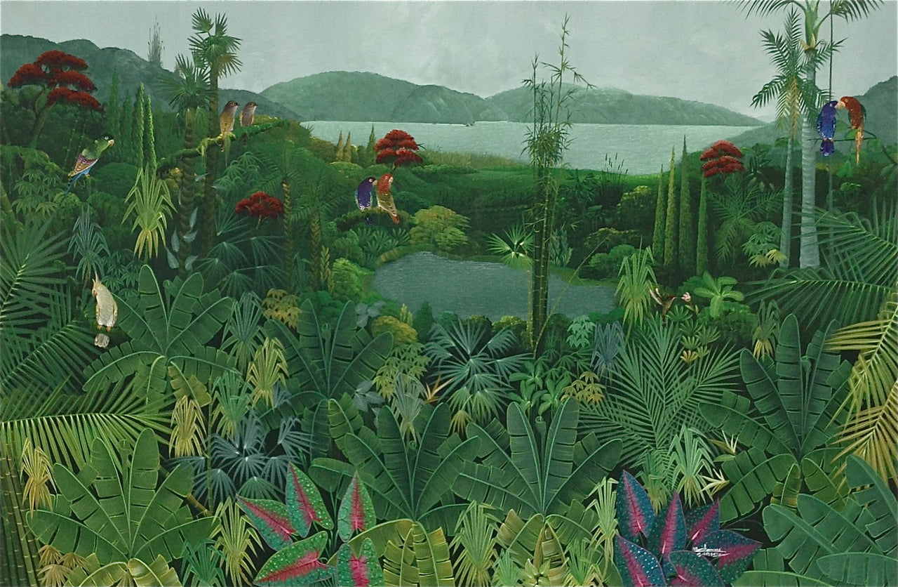 Albott Bonhomme 48"x72" Lush Vegetation/ Water Acrylic on Canvas #1345GN-HA