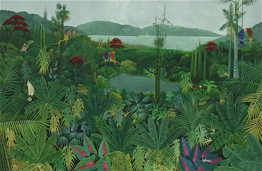 Albott Bonhomme 121,9 x 182,9 cm végétation luxuriante/eau acrylique sur toile #1345GN-HA