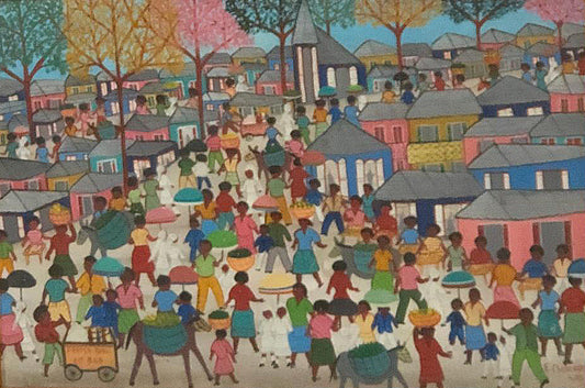 Etienne Chavannes (1939-2018) 16"x24" Village Scene Oil on Canvas Framed #1FC