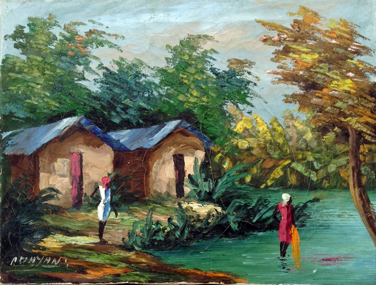 Carlo Dayan 12"x16" Rural Scene C1980 Oil on Canvas #2-1-95MFN