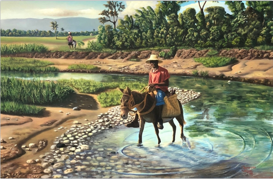 Demesmin Cabrini 24"x36" Crossing the River on a Horse Acrylic on Canvas #J41-HA