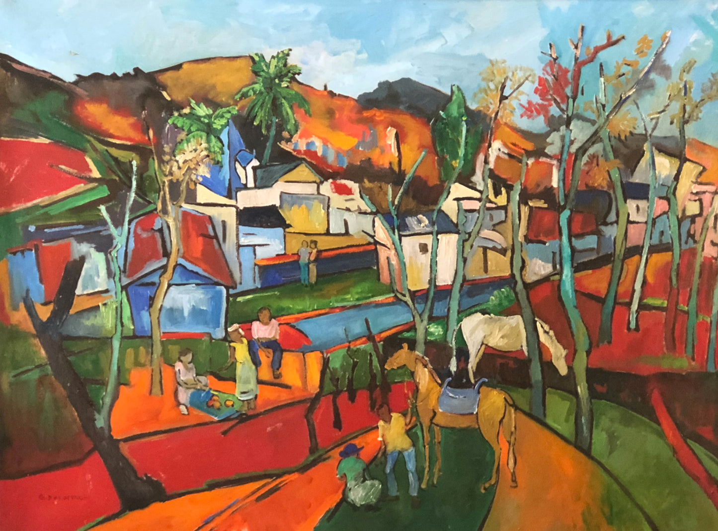 Georges Desarmes 36"x48" The Village Oil on Canvas #2MFN