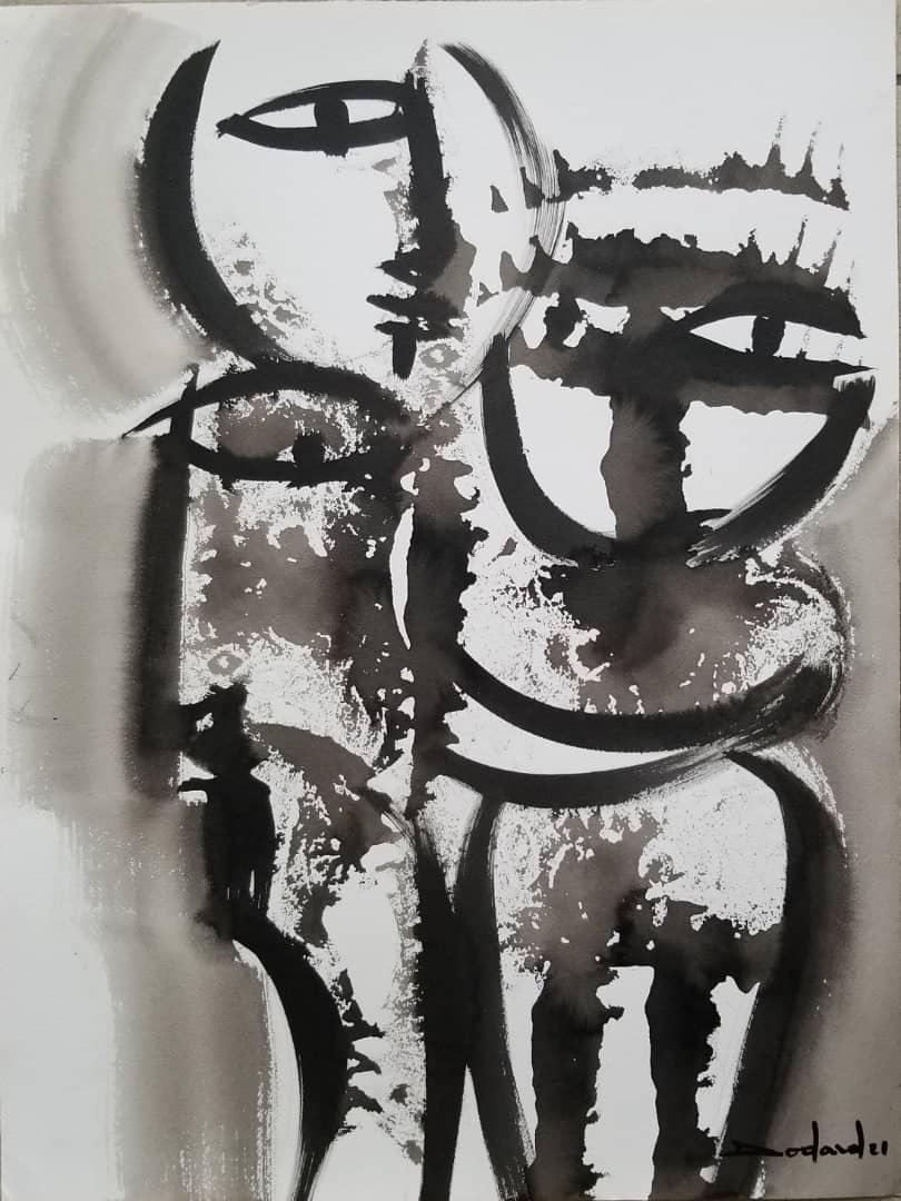 Philippe Dodard 24"x18" NOUS SOMMES ENSEMBLE 2021 Ink and Acrylic on Arches Paper #11JN-HA