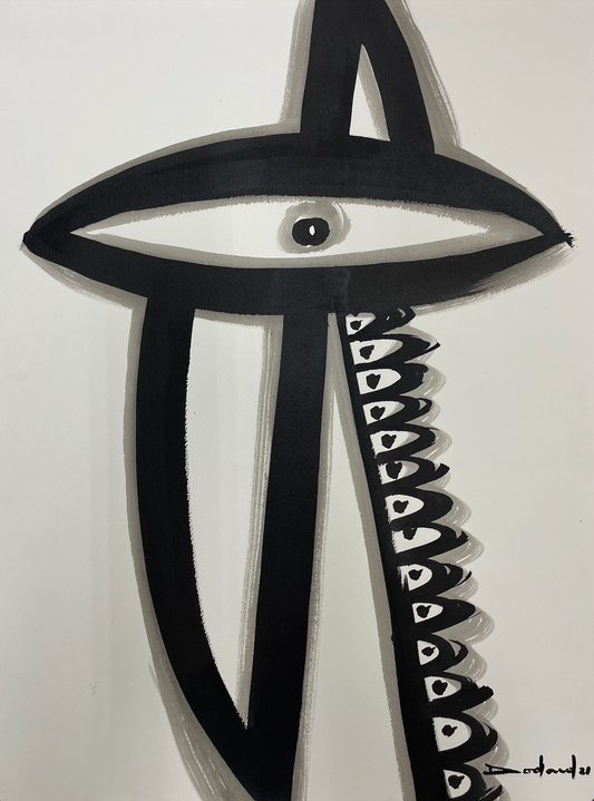 Philippe Dodard 24"x18" The Evil Eye 2021 Encre et Acrylique sur Papier Arches 2104GN-HA