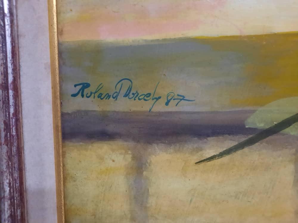 Roland Dorcely (1930-2017) 68"x48" Peacock in Garden 1987 Oil on Masonite Framed#1MFN