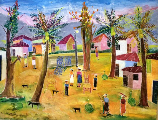 Nicolas Dreux (1956-2021) 24"x32" Village Acrylic on Canvas #4JN-HA