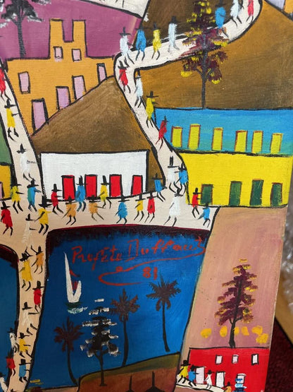 Prefete Duffaut (1923-2012) 30"x40" Imaginary City 1981  Oil on Canvas #1MFN