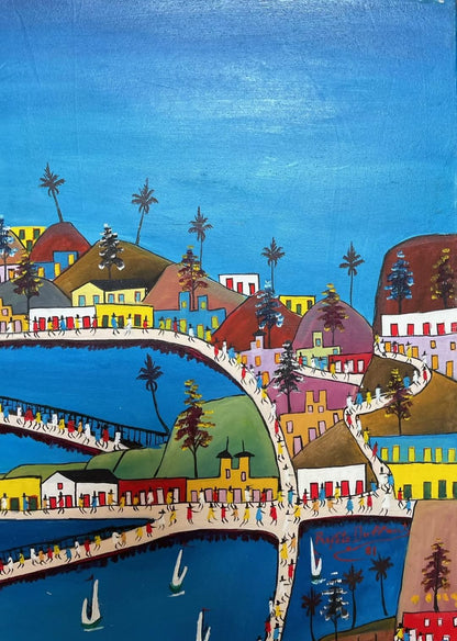 Prefete Duffaut (1923-2012) 30"x40" Imaginary City 1981  Oil on Canvas #1MFN