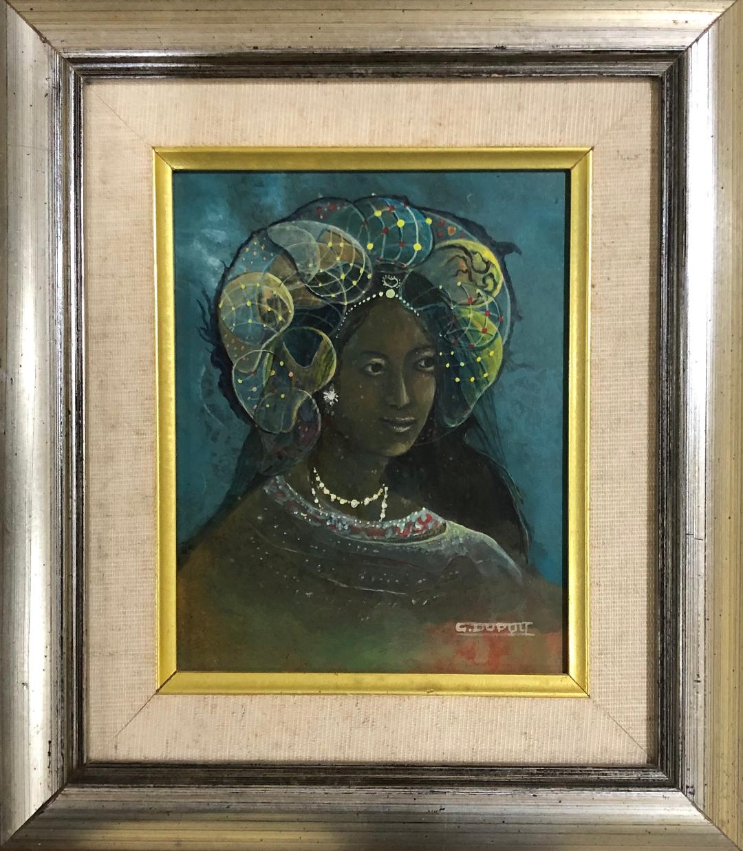 G. Dupuy 7"x6" Woman Portrait Oil on Masonite Framed#1FC