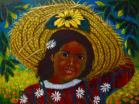 Jean-Bernard Etienne 36"x48" Girl With a Hat Acrylic on Canvas  #2705GA-GN