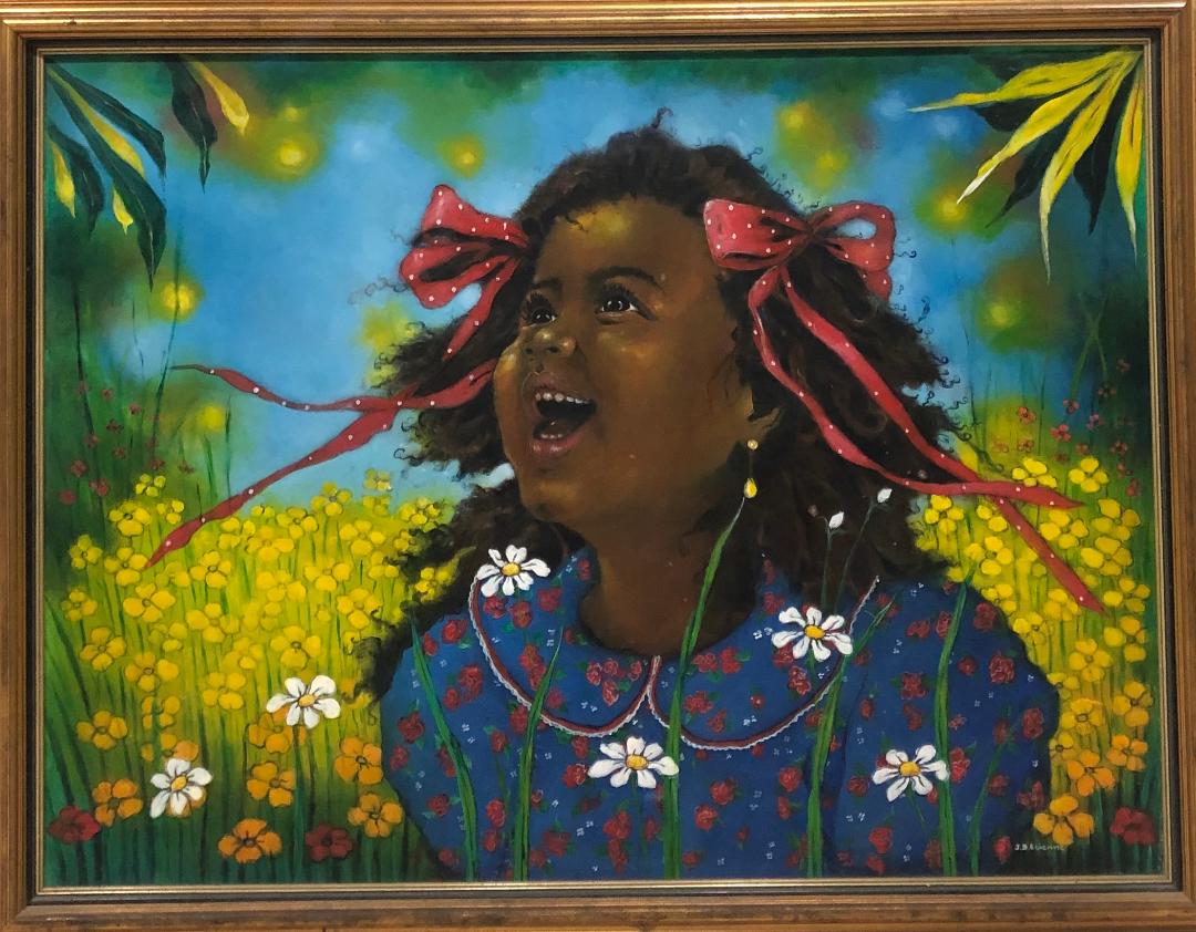 Jean-Bernard Etienne (1952-2019) 36"x48" The Laughing Girl Acrylic on Canvas Painting #3FC