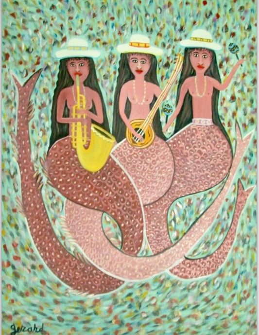 Gerard Fortune 40"x30" Three Siren Musicians Acrylic on Canvas #J109