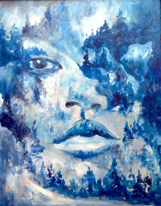 Patricia Brintle 20"x16 » 2009 Korant Dieu de l’hiver Acrylique sur toile #1MFN