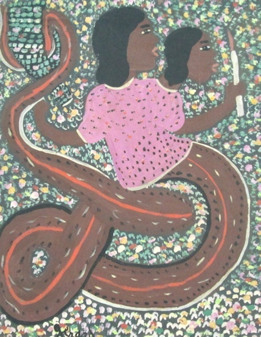 Gerard Fortune 20"x16 » Marassas et serpents 1991 Acrylique sur toile #J12-HA
