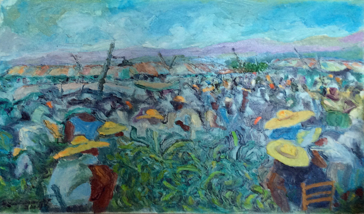 Eric Girault 24"x30" 2014 "Bananas Sellers" Oil on Canvas#15EG