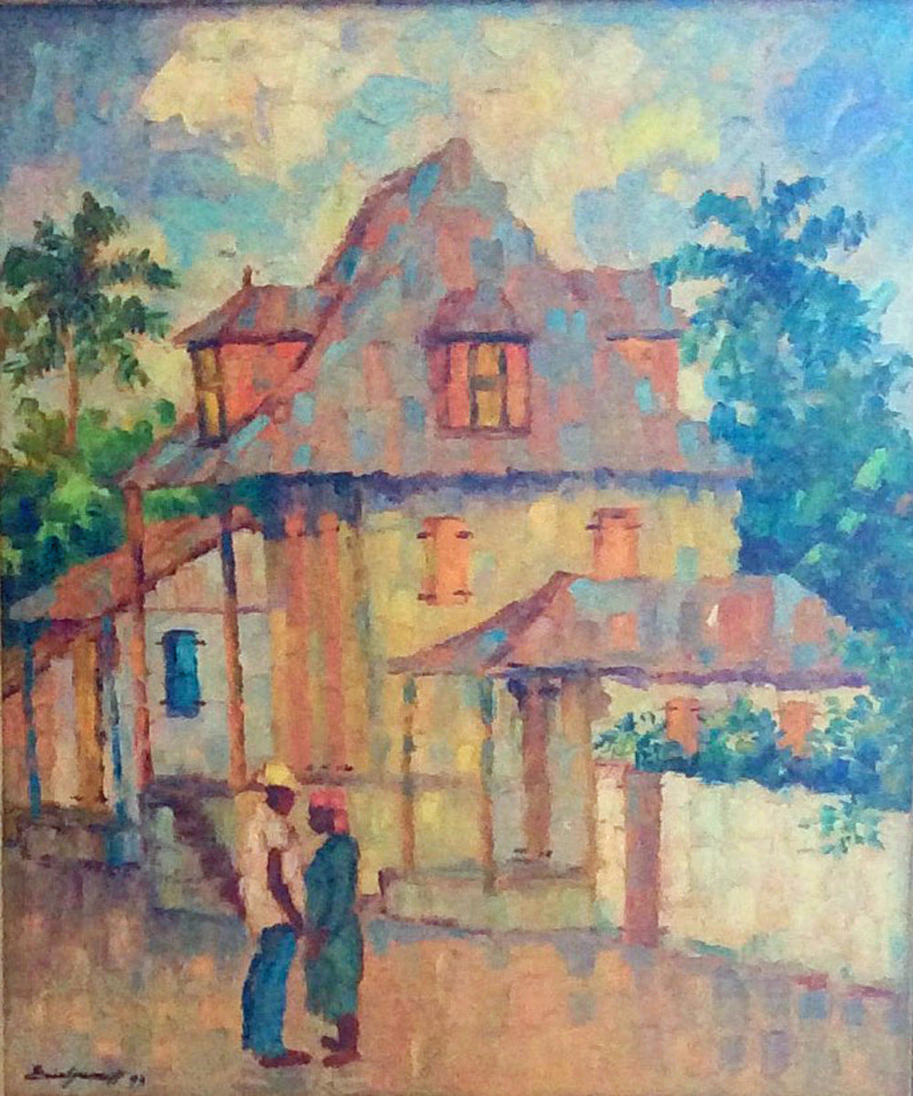 Eric Girault 20"x16" 1993 "Rue Lakou Marriage" Oil on Canvas  #1EG