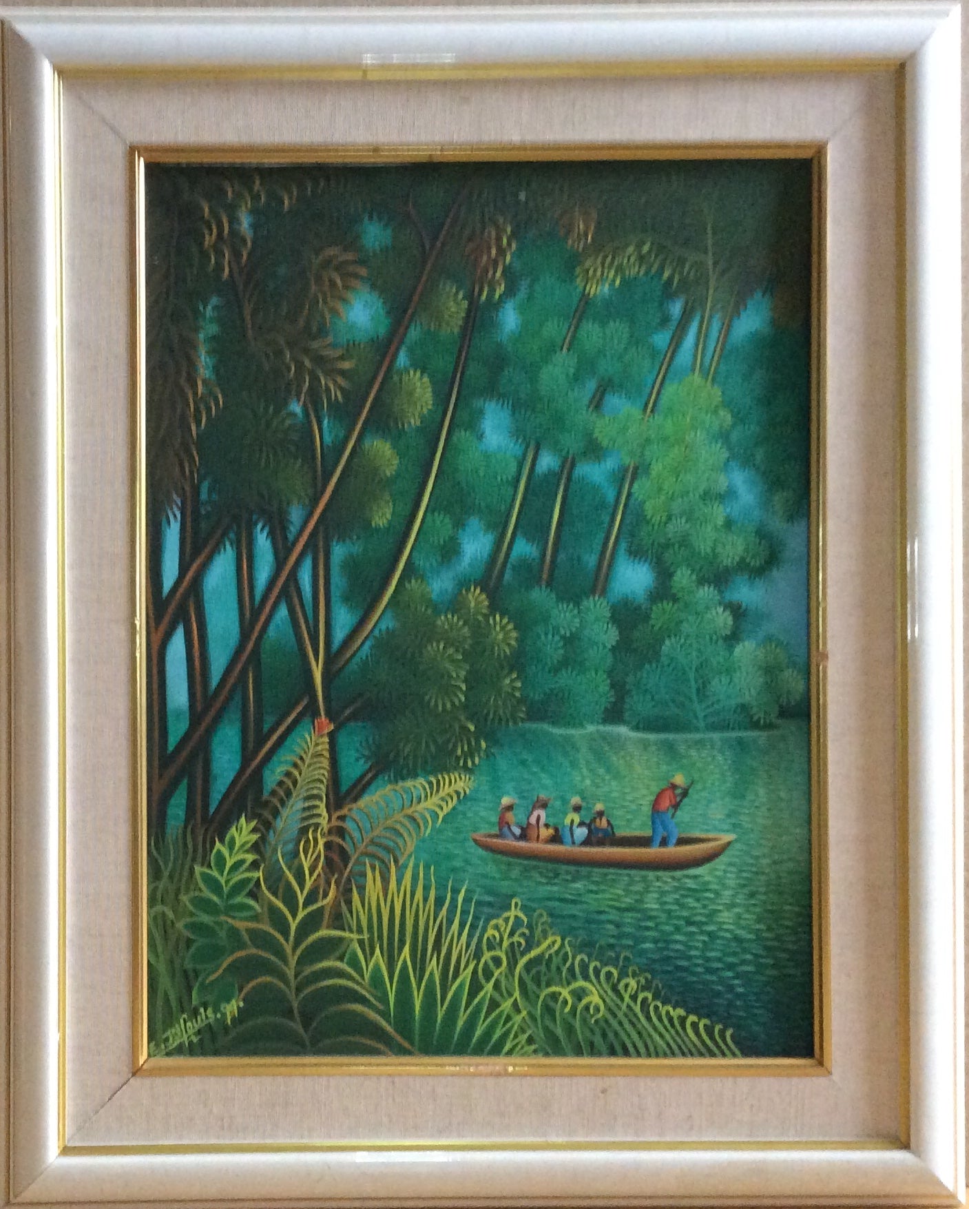 Eric Jean-Louis 16"x12" Au bord de la rivière Huile sur toile #3-2-95MFN