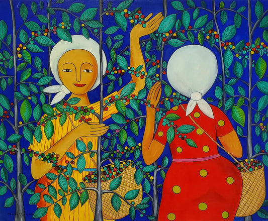 Jose Morillo 24"x30" The Coffee Pickers 2009 Acrylic on Canvas #12JM-DR