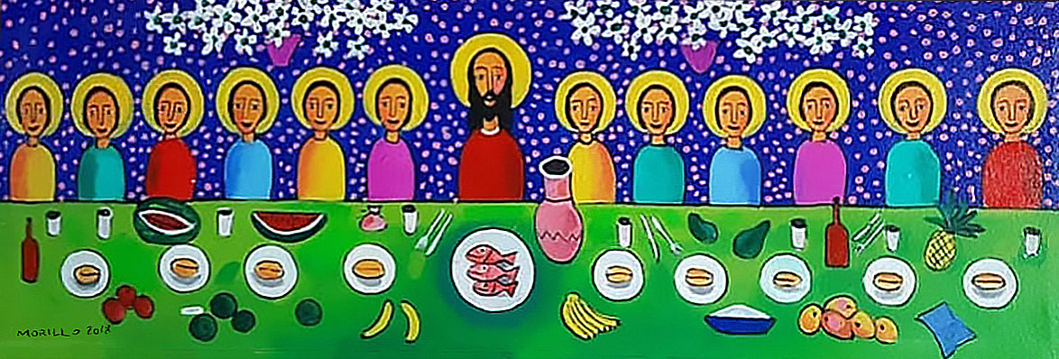 Jose Morillo 13"x30" The Last Supper 2018 Acrylic on Canvas #16JM-DR