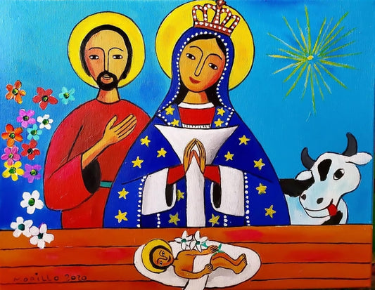 Jose Morillo 20"x24" The Holy Family 2020 Acrylic on Canvas #1JM-DR
