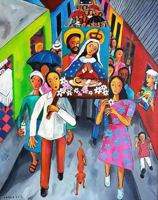 Jose Morillo 16"x20" La Procesión 2013 Acrílico sobre Lienzo #3JM-DR