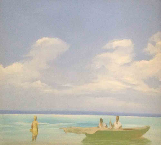 Juan Plutarco Andujar (1931-1995) 30"x40" Marina con Pescadores Oil on Canvas #7FN