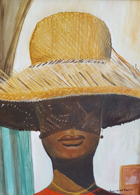 Raymonde Talleyrand 20"x16" Dama con sombrero 2013 Acrílico sobre lienzo