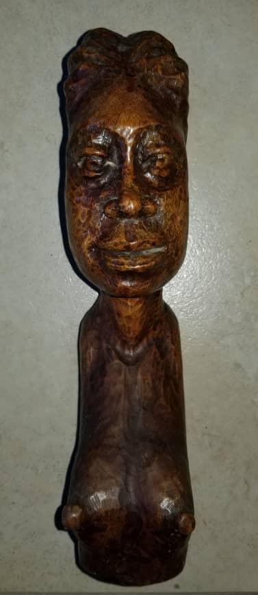 Georges Laratte 12"x5"x3" Busto de mujer Escultura tallada en madera #2JN-HA