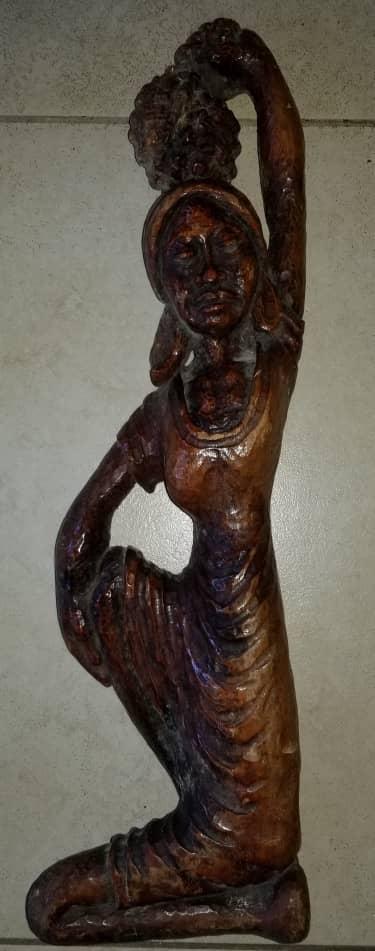 Georges Laratte 25"x6"x3" The Seller Wood Carving Sculpture #3JN-HA