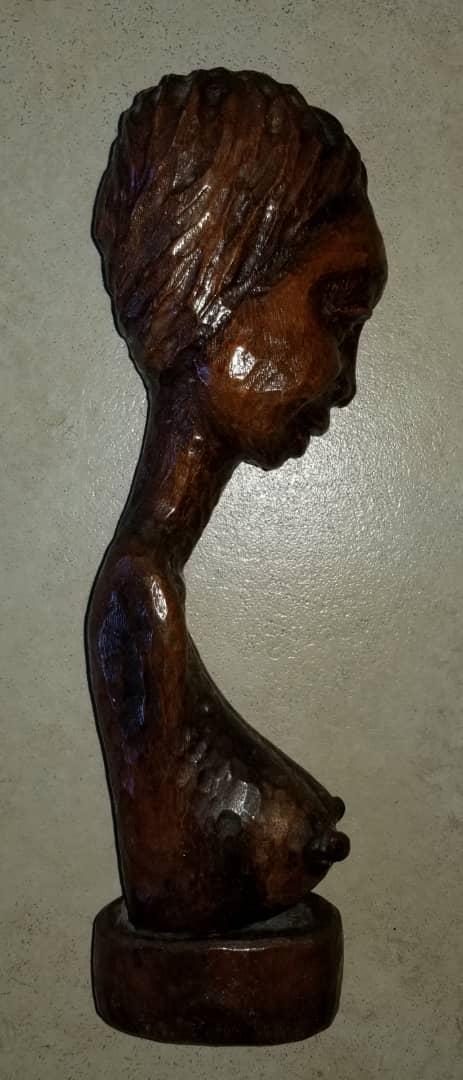 Georges Laratte 13"x4"x3" Lady Profile Wood Carving Statue #5JN-HA