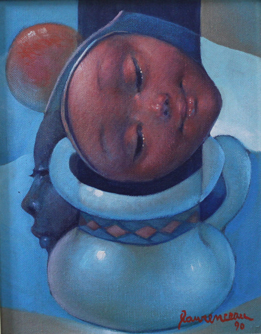 Lyonel Laurenceau 10"x8 » Enfant d'Haïti 1990 Acrylique sur toile #2MFN