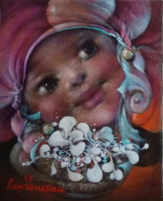 Lyonel Laurenceau 10"x8" Offrande II Fleurs 2017 Acrylic on Canvas #6MFN
