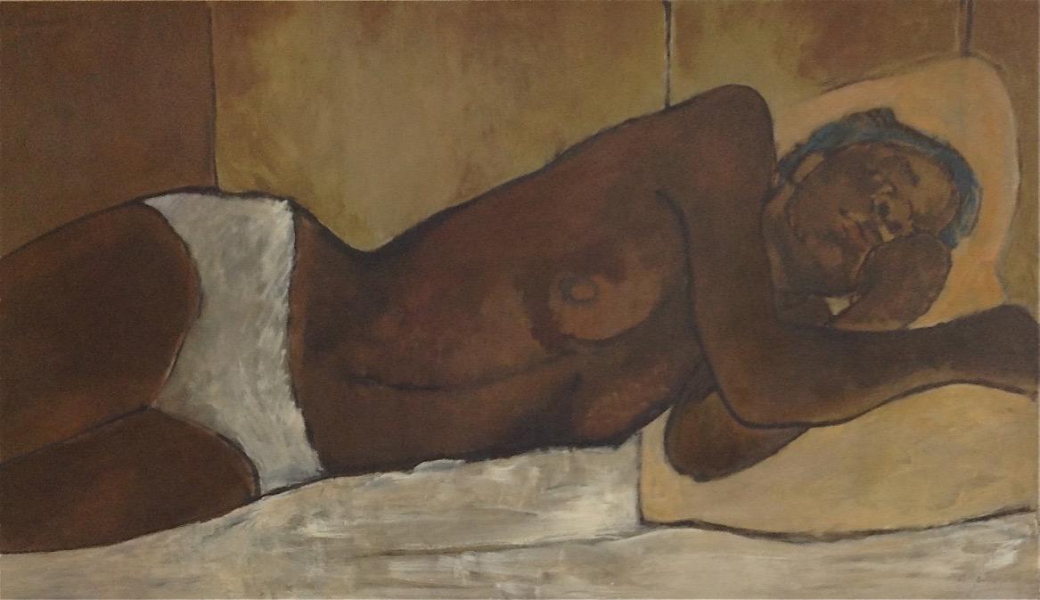 Luce Turnier (Haïtienne, 1924-1995) 28"x48" Huile sur carton 1981 Peinture encadrée #2GSN-HA