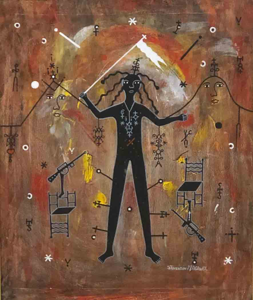 Stivenson Magloire (1963-1994) 24"x20" Bawon Kriminel Acrylic on Canvas Painting #1FC