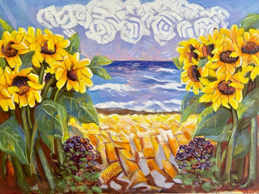 Rolande Magloire 30"x40" Sunflowers 2022 Oil on Canvas Painting #7RM