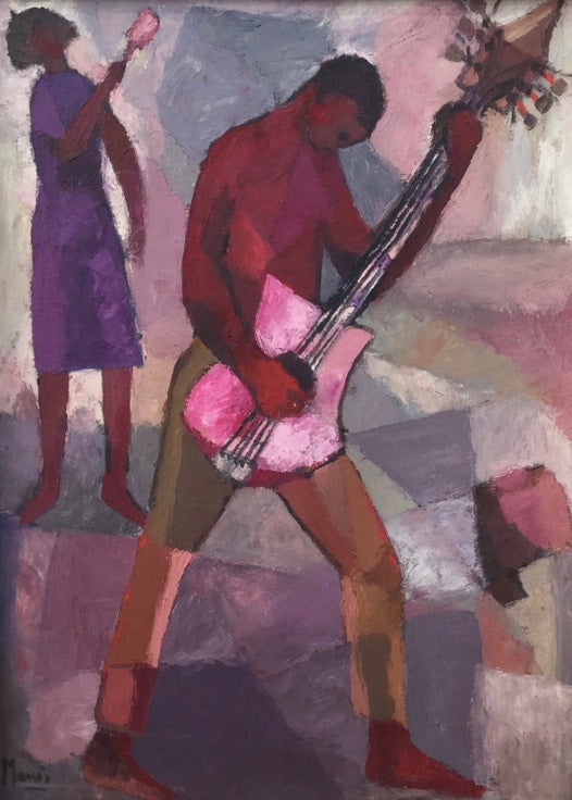 Manes Descollines (1936-1985) 30"x22" The Musicians 1970 Acrylic on Canvas  #3GSN-NY