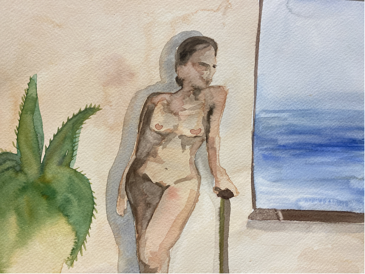 Alexa Masucci 12"x9" 2020 "Mom by the Sea" Watercolor on Paper Unframed #1AM