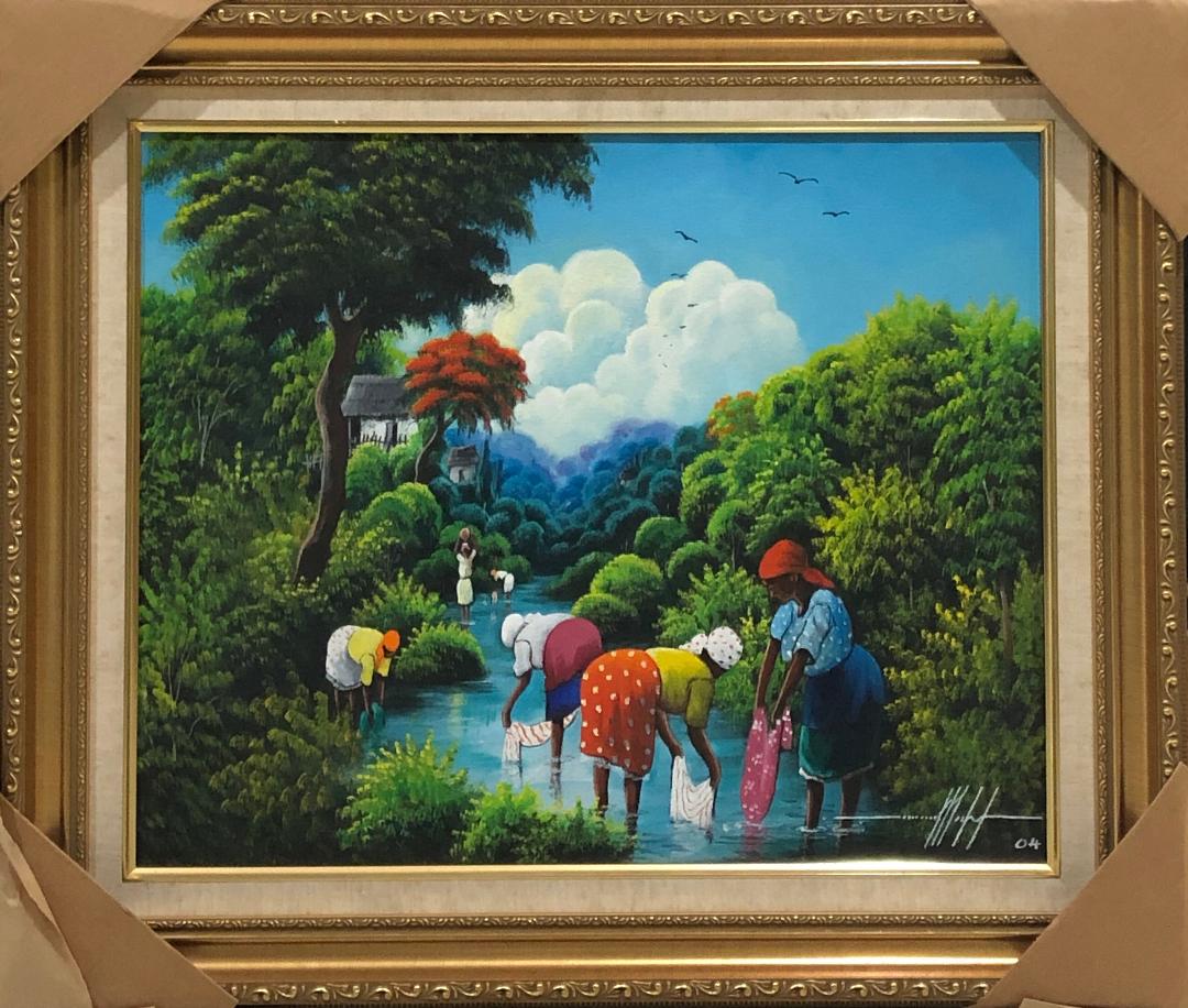 Simeon Michel 16"x20 The Washers Oil on Canvas Framed#1FC
