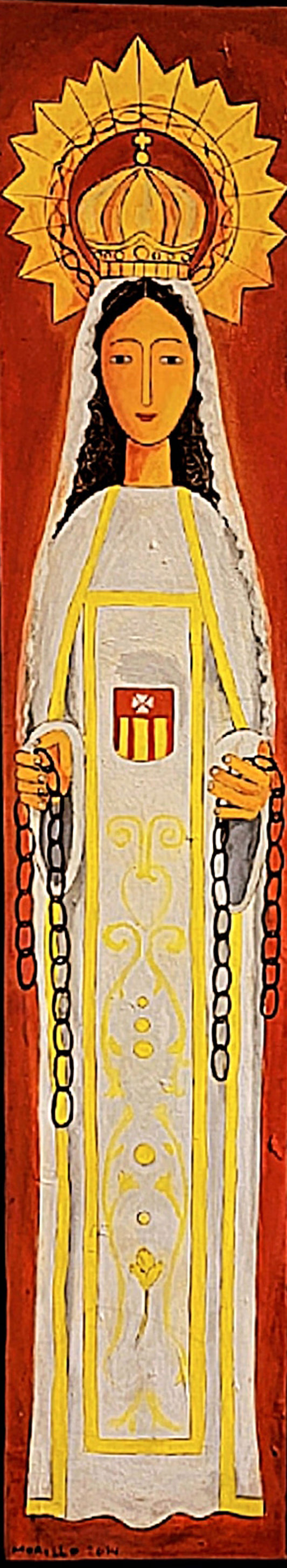 José Morillo 55"x18" Vierge de Miséricorde Acrylique sans cadre sur toile Peinture #33JM