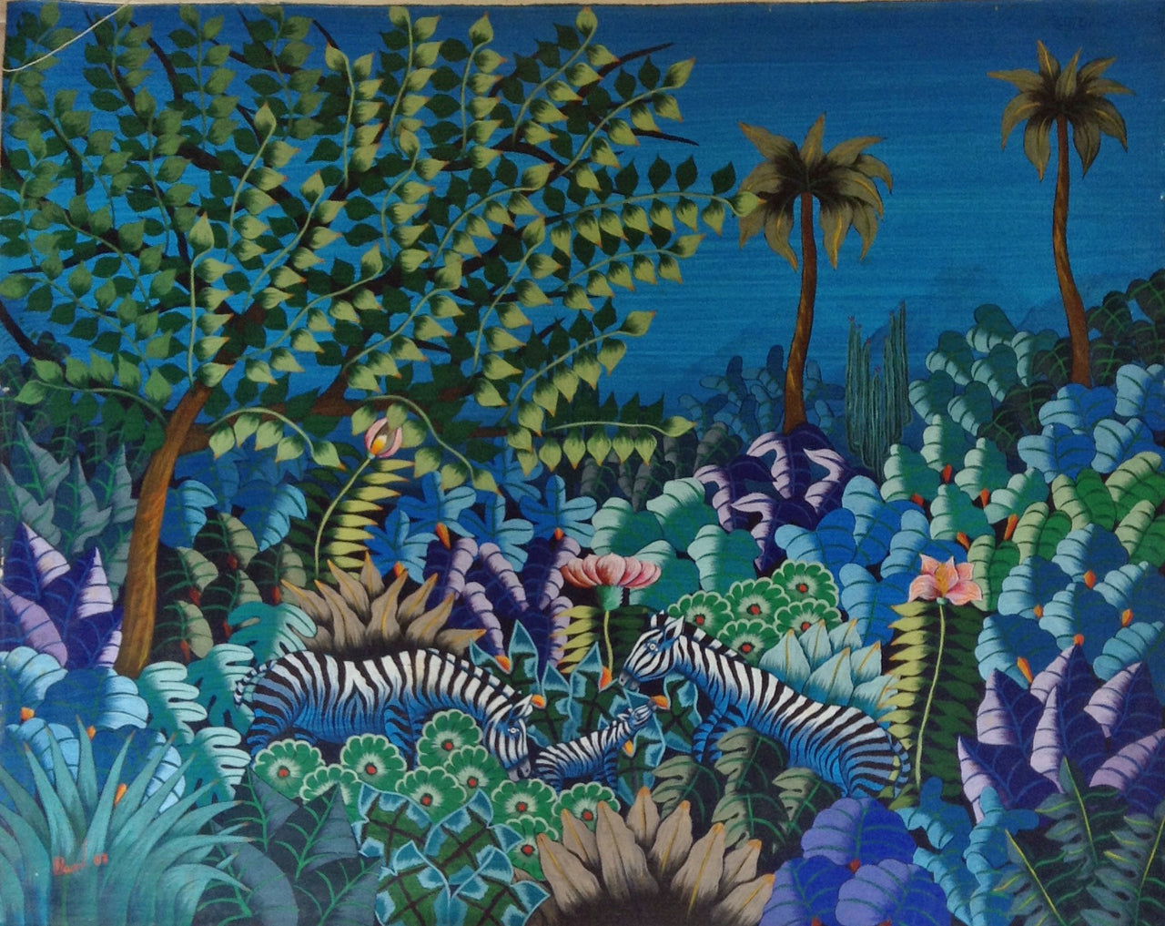 Andre Naval 24"x30" Jungle Scene Oil 1987 on Canvas #1-10-10MFN