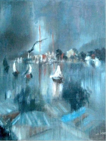 Charles Obas (1927-1969) 20"x16" Bad Storm 1965 Oil on Canvas #6J-HA