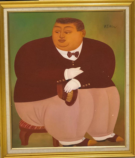 Pierre-Louis Riche 24"x20" The Fat Bourgeois Acrylic on Masonite Painting #1FC