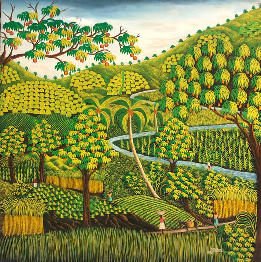Samuel Roker 48"x48" Green Landscape Oil on Canvas #41-3-96GN-HA
