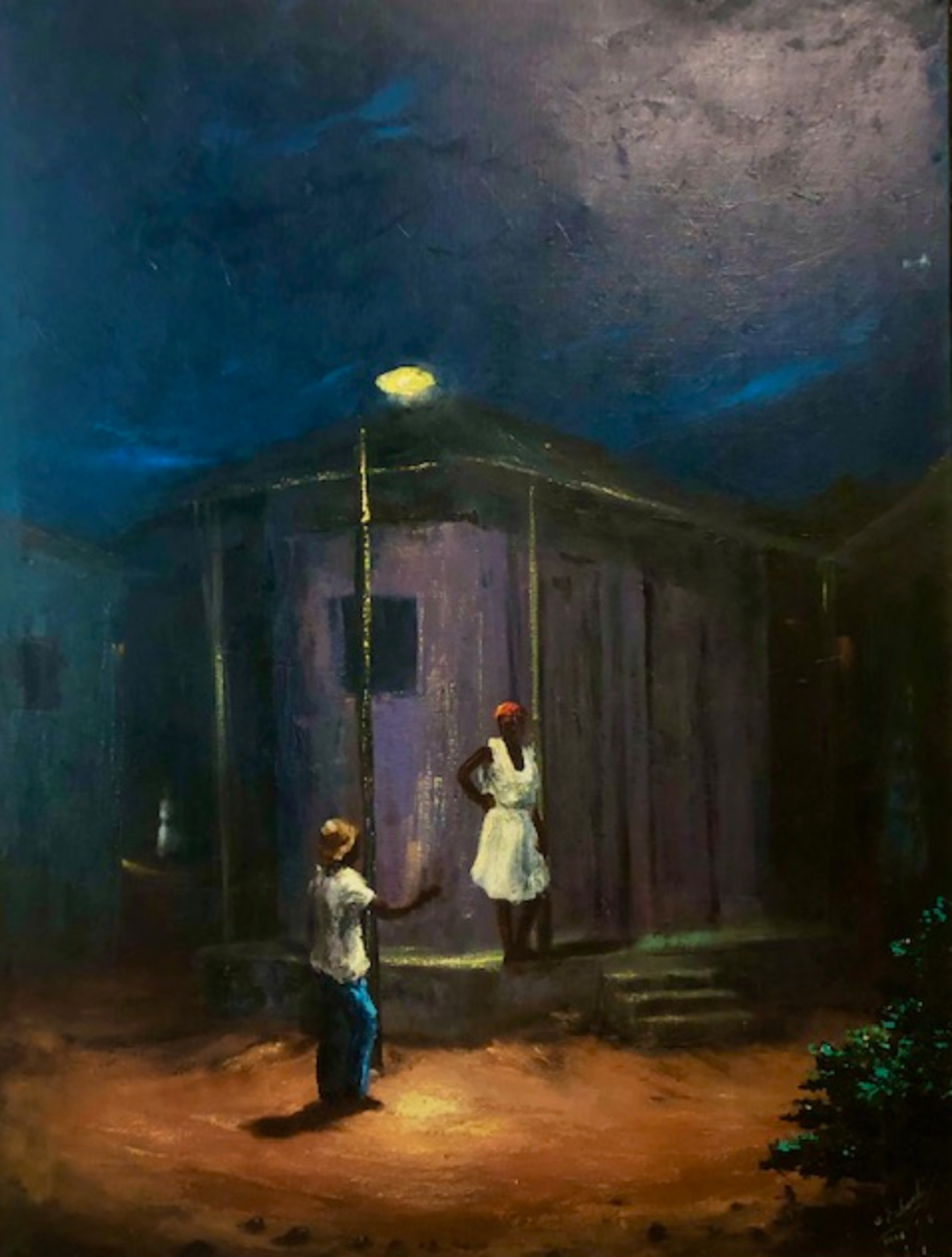 Etzer Charles (1945-2021) 36"x24" Romantic Night 1976  Oil on Canvas #4-2-95GSN-NY